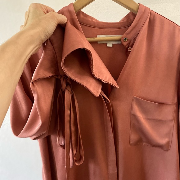LOVER THE LABEL | Bell Tie Sleeve Button Down Satin Blouse - Picture 8 of 9